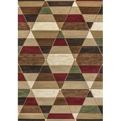 Kehoe Retro Diamonds Geometric Red/Brown/Cream Rug