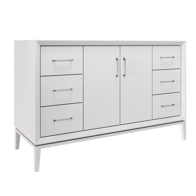 Alexandra Single Extra Wide Bath Vanity, Strong White, Polished Chrome, 54"