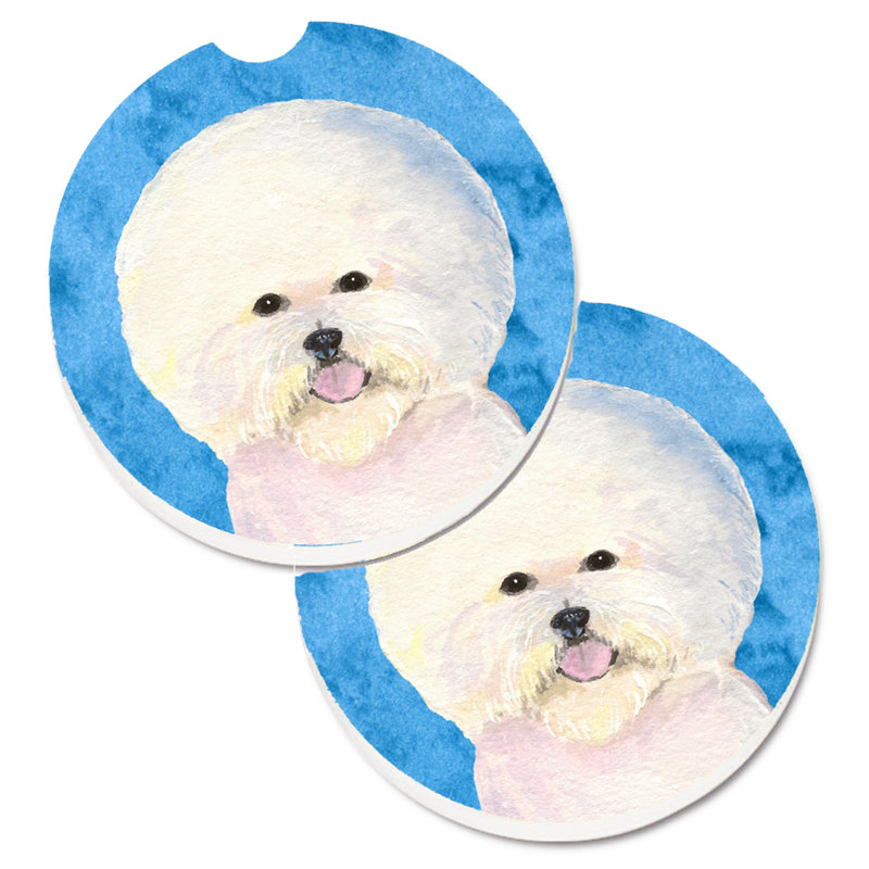Sous-verre barbu collie voiture, Bichon frisé