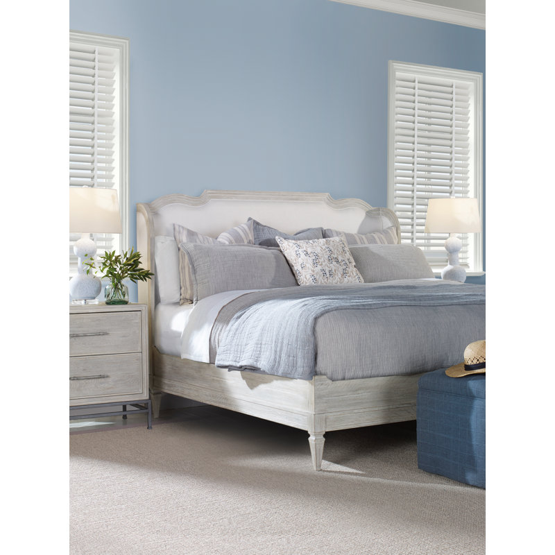 Camden Upholstered Bed, White Rustic, King