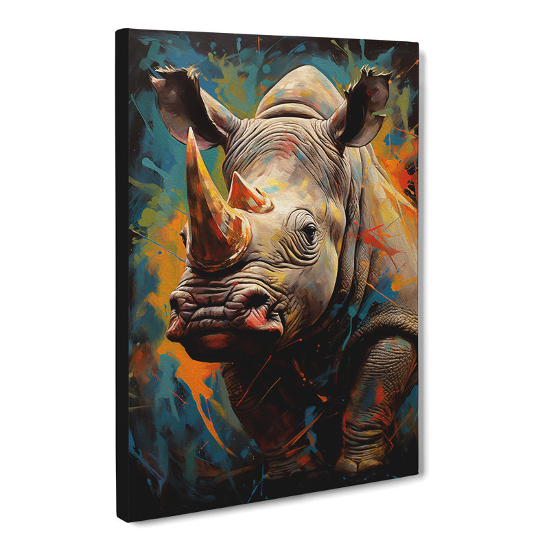 Rhino Hard Edge - Wrapped Canvas, 76cm H x 50cm W x 3cm D