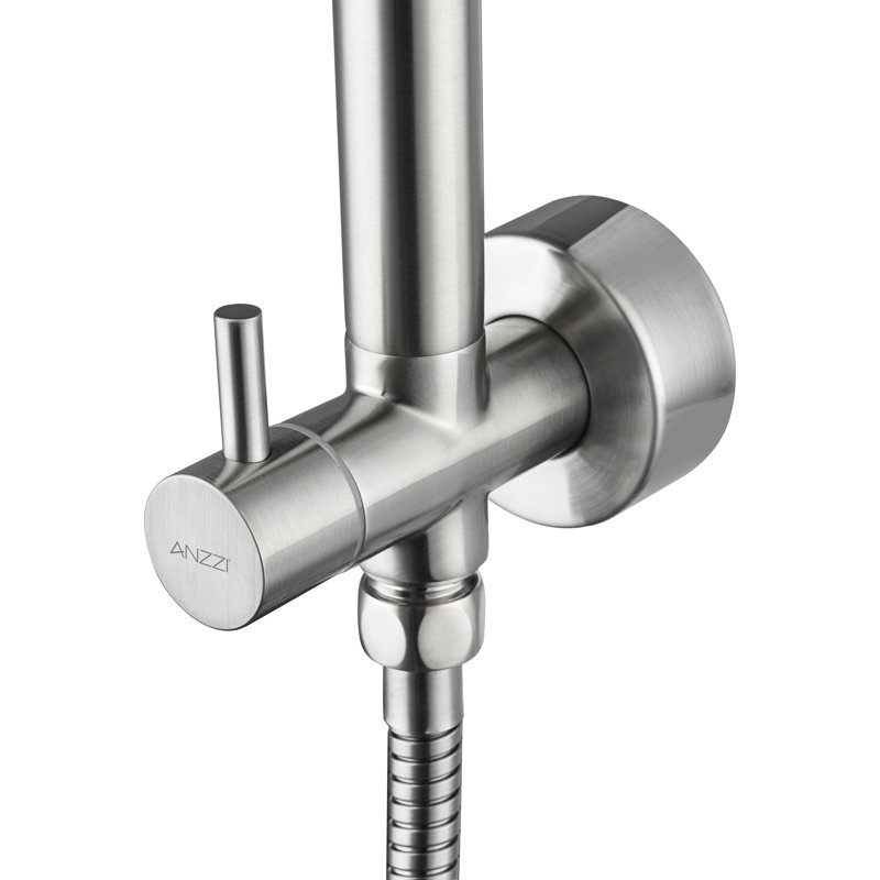 Réglable 32 à 36 po Système de douche à main en nickel brossé de 6 po Pomme de douche ronde, 1,8 gallon par minute et barre murale