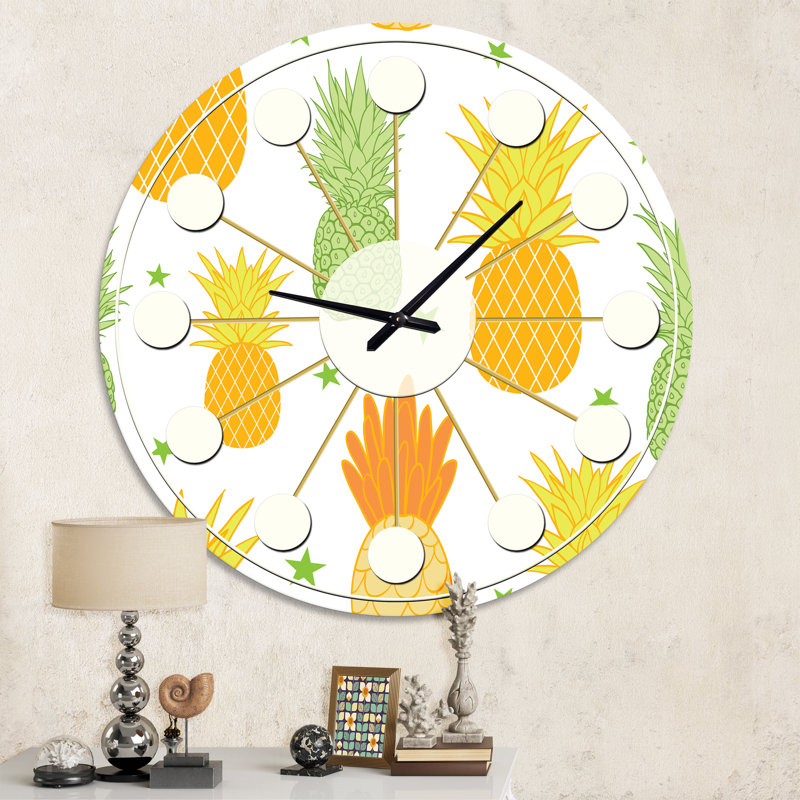 Horloge murale Pineapple Summer Bliss II - Mid-Century, Moyenne