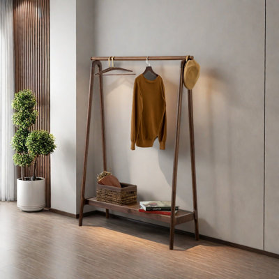 Elegant Black Walnut Coat Rack with Storage