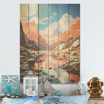 Paysage de glaciers d'hiver au Canada - Art mural en bois de glacier sur bois de pin naturel