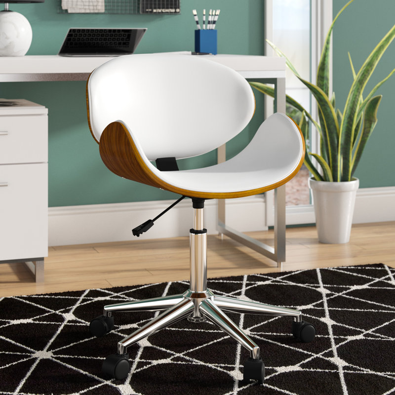 Aden Faux Leather Mid-Century Office Chair, White
