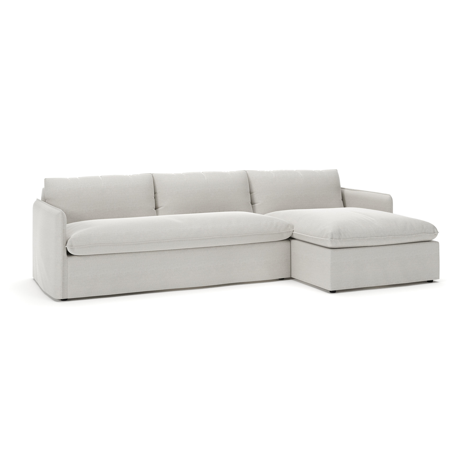 Bellatrix Upholstered L-Sectional, Drusky Ivory Sustain® Basketweave, Right Hand Facing
