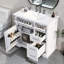Ensemble de meuble-lavabo avec lavabo en céramique et plusieurs options de rangement pour la salle de bain-655462099