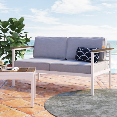 Audene 60.2" Wide Outdoor Loveseat in White