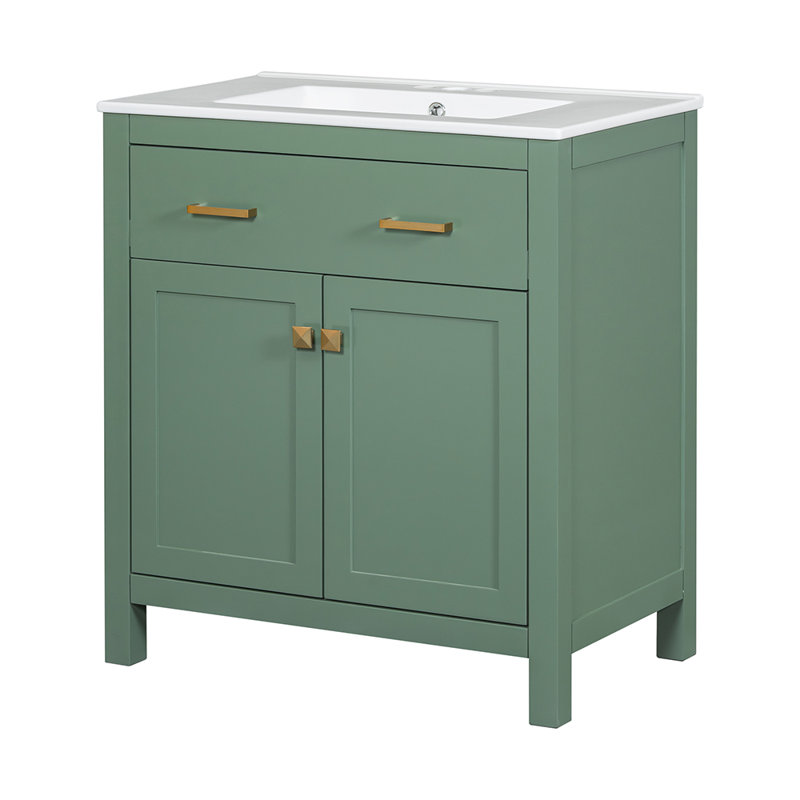 Ensemble de meuble-lavabo simple 30,01 po avec comptoir Belayneh, Vert