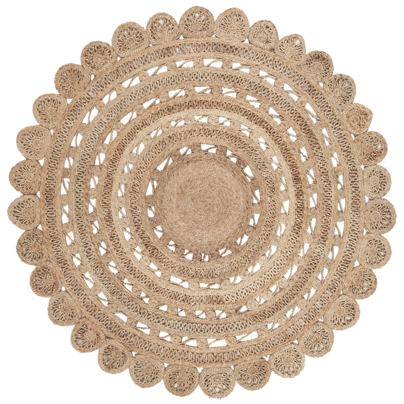 Round Solid Colour Hand Woven Area Rug, Round 152 X 152cm