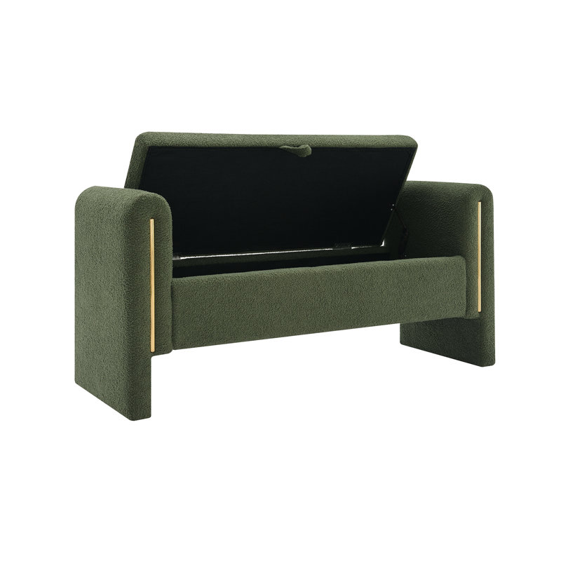 Banc de bout avec accoudoirs et rangement Modern Teddy Bed, Vert olive