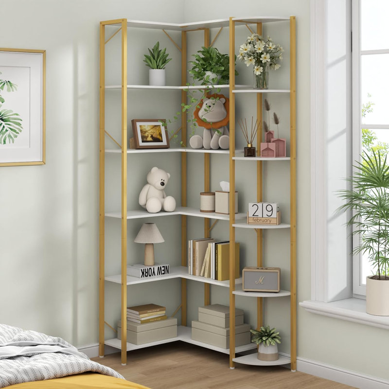 180cm H x 88cm W Iron Corner Bookcase