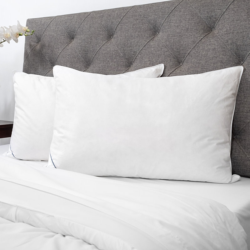 Premium Cotton Bed Pillows for Sleeping, Down & Feather Blend Fill, 2-Pack - Queen SIze, Queen