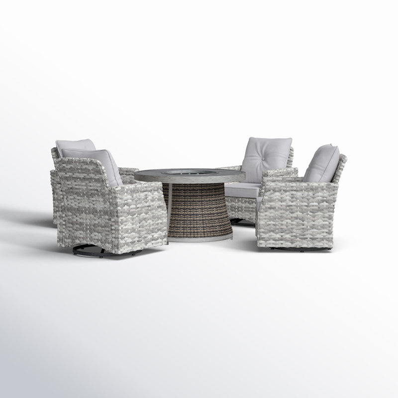 Amun Wicker 4 - Person Patio Conversation Set with Cushions