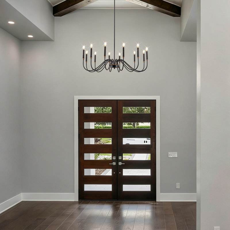 Tomicia 12 - Light Dimmable Classic Traditional Chandelier Living Room Chandelier Entryway Chandelier Black Dining Room Light