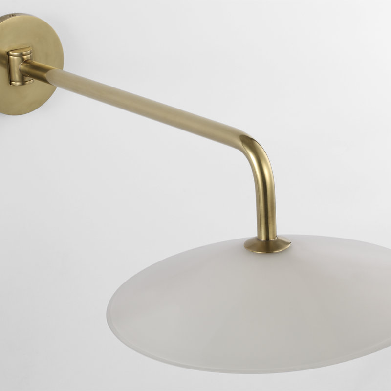 Amber Lewis Ponce 9" Sconce, Hand-Rubbed Antique Brass, White, 8.5" H x 13" W x 23.75" D
