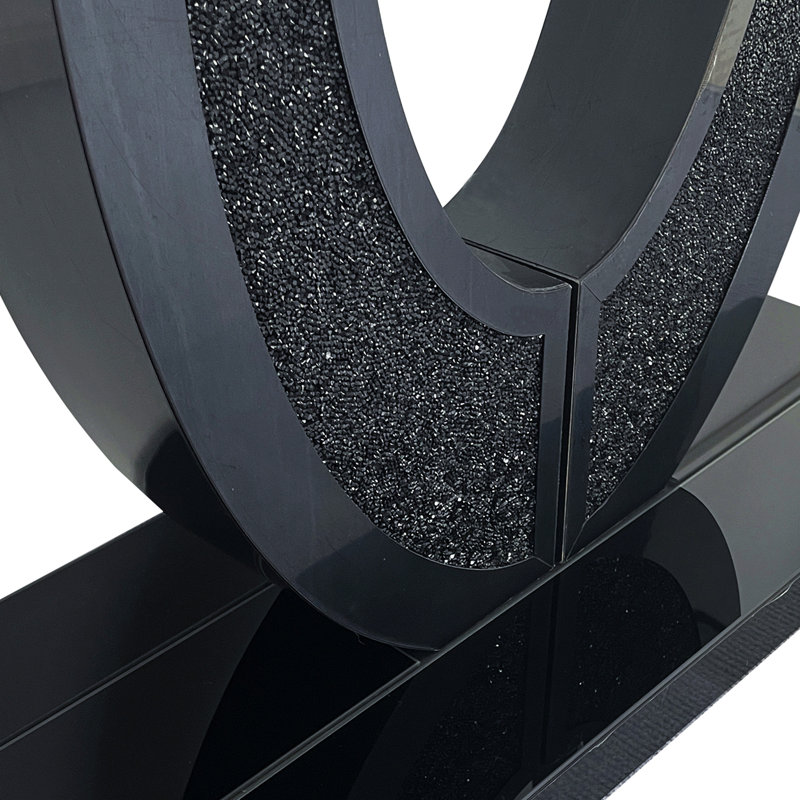 Console en diamant moderne concassée à la main avec miroir, table d'entrée multi-scénario de haute qualité (noir)