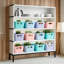 Paquet de 12 bacs de rangement en plastique de 4,5 L, paniers de rangement multi-usage pour le bureau de classe à la maison, contenants empilables pour armoire garde-manger, tablette, bleu pastel, vert, violet, rose sans couvercle