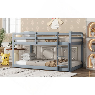 Solid Wooden Twin Over Twin Loft Bed With Ladder And Strengthened Slats, Offering Versatile Sleeping And Storage Solutions. by Harriet Bee