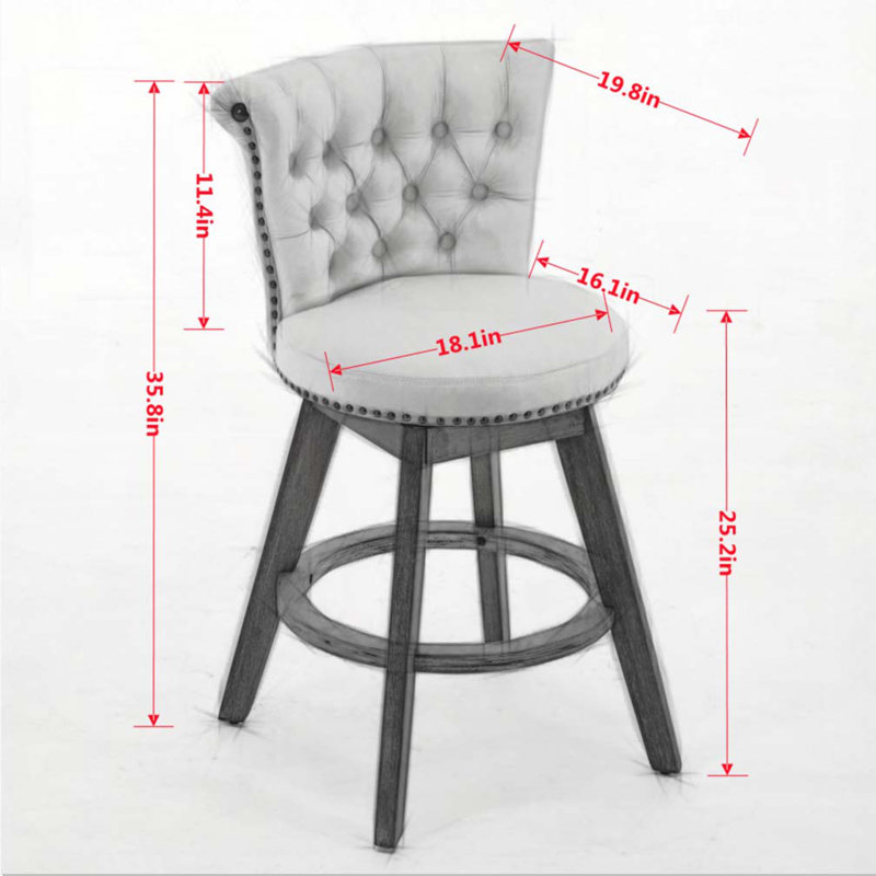 Tabouret de bar pivotant à 360 °, Gris
