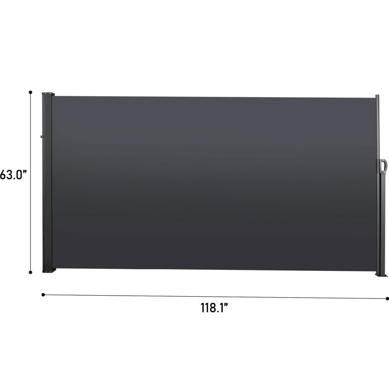 Paravent rétractable imperméable à l'eau, 118,1 po x 64,24 po (auvent gris foncé), H 1,57 po x l 119,26 po x P 64,24 po