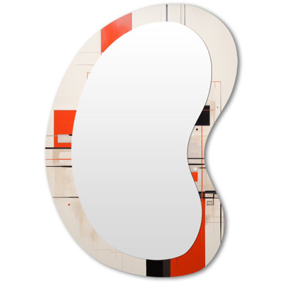 Rouge, noir, blanc, rétro, géométrie, rétro, géométrique, grand, asymétrique, grand, miroir mural