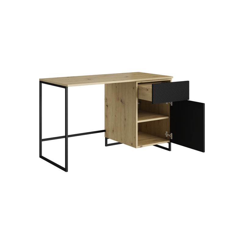 Almitra Metal Base Computer Desk, Black/Brown