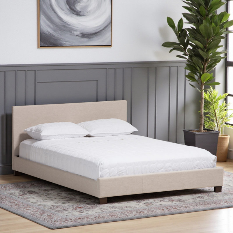 Lit plateforme tapissier moderne Gabby H 33,46 po x l 57,09 po x L 80,51 po Gabby, Double, Beige