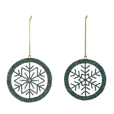 Ensemble d'ornement flocon de neige en fer de 6 à 4,5 po et en acrylique