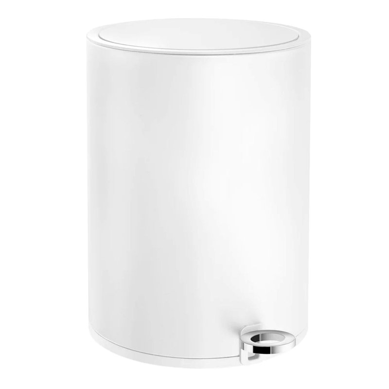 Poubelle de salle de bain 1,5 gallon avec couvercle à fermeture douce et doublure intérieure en plastique, Blanc