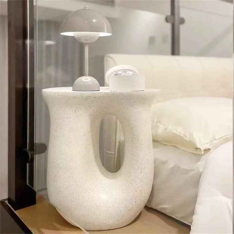U-Shaped Concrete Side Table - Modern Accent Coffee Table