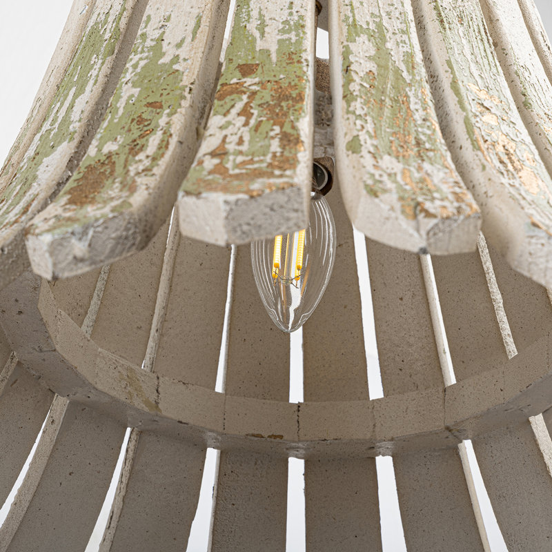 Luminaire suspendu rustique avec finition vieillie, abat-jour d'inspiration rétro