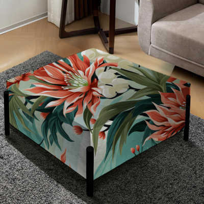 Tropical Coastal Escape Coastal Motif - Grand repose-pieds carré Tropical