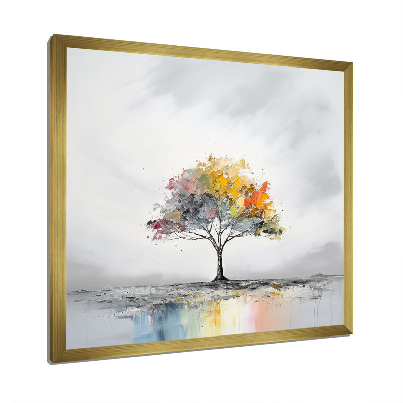 Minimalisme, arc-en-ciel, impression sur toile, Cadre doré simple, H 24 po x l 24 po x P 1 po