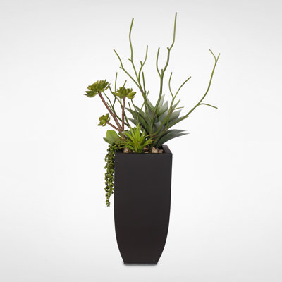 Faux Succulent Plant in Metal Planter