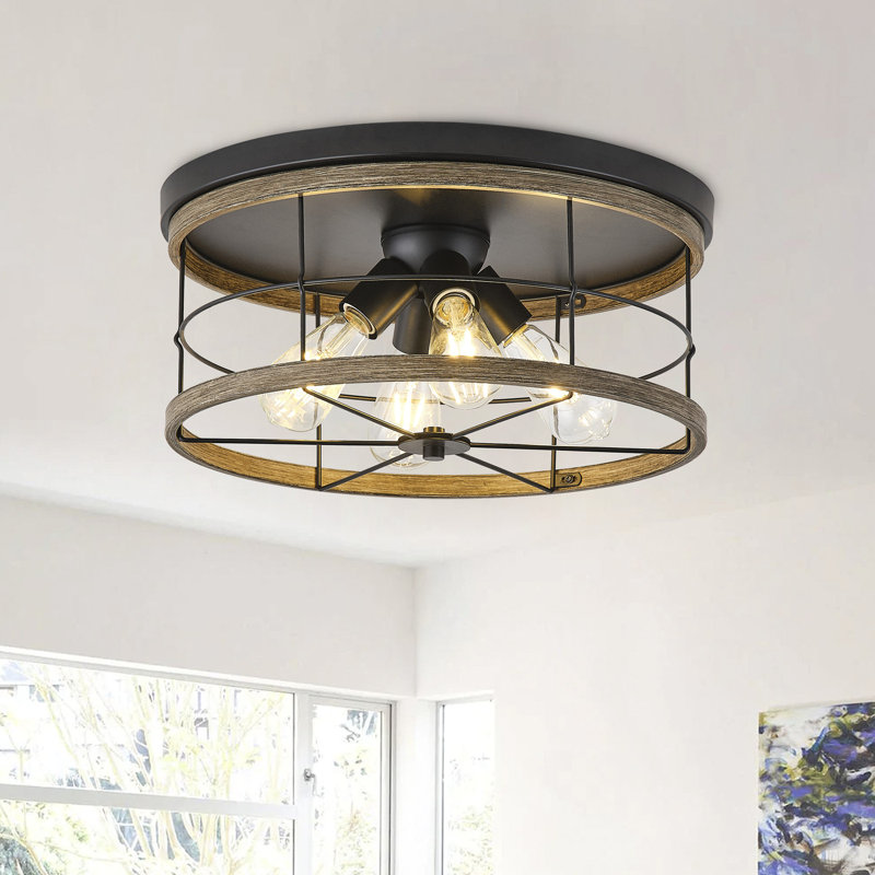 4-Light matte black dimmable industrial ceiling lamps