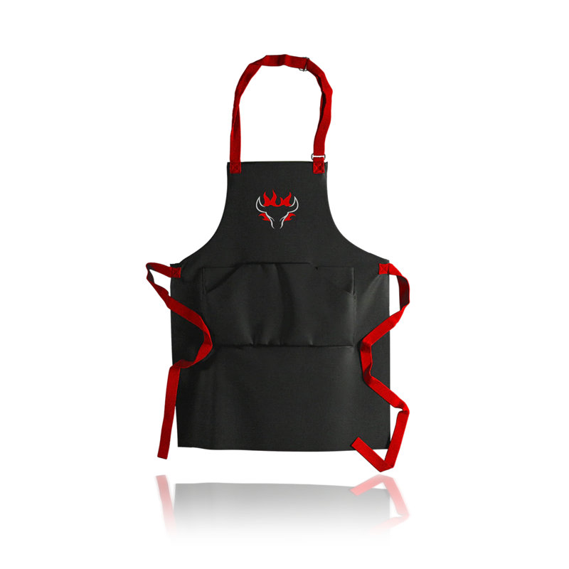 Schwank Apron – Black Denim BBQ Apron with 3D Embroidered Logo, Durable Cooking Apron for Grilling, Kitchen & Outdoor Barbecue
