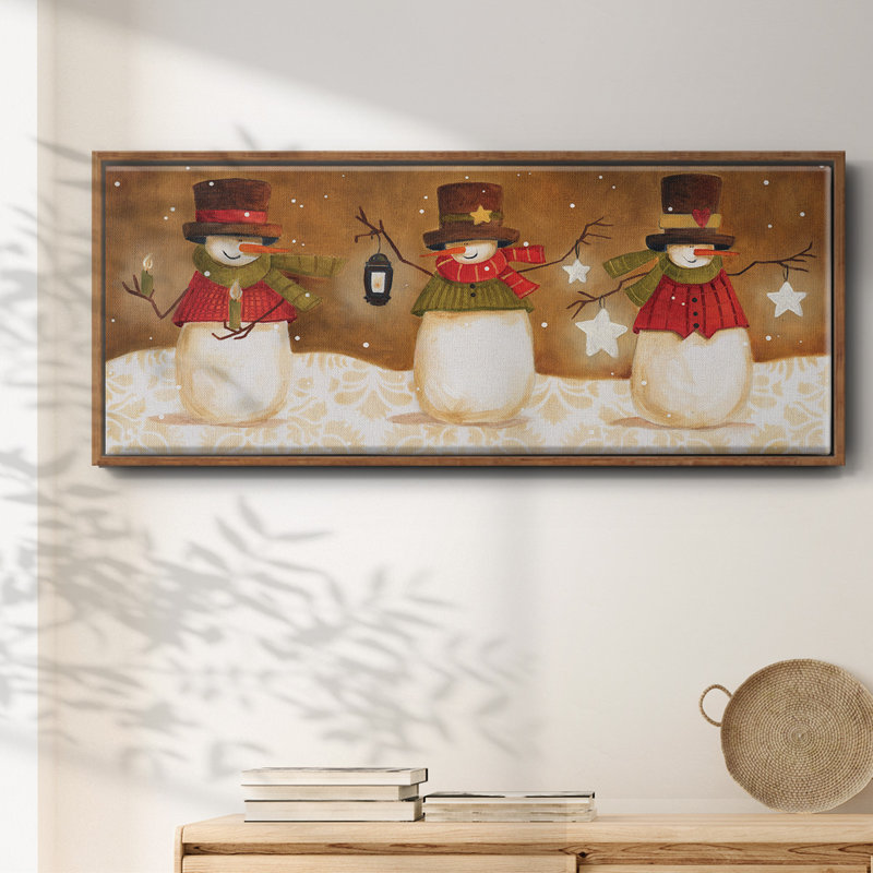 «Top Hat Snowmen» - Toile encadrée, H 8 po x l 20 po