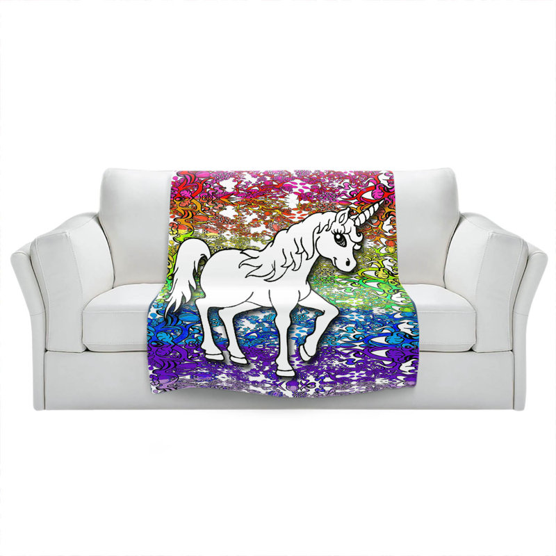  Jeté licorne arc-en-ciel, L 51 po x L 60 po