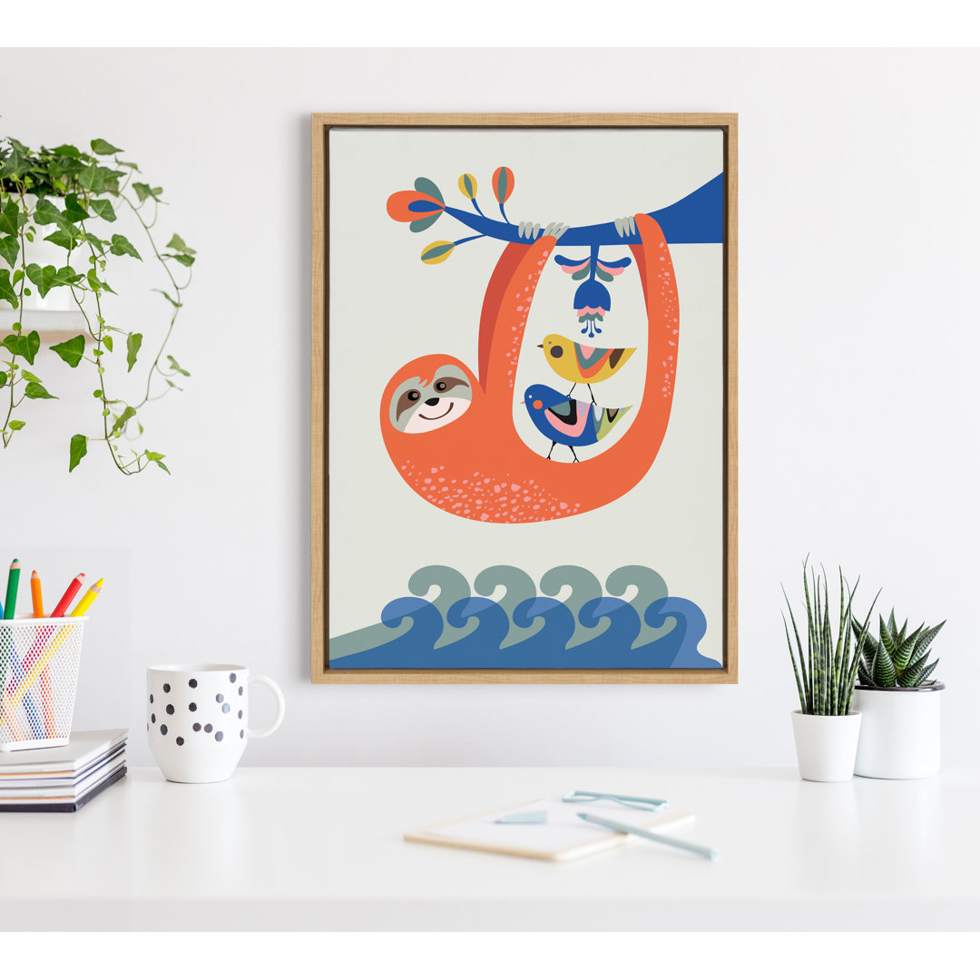Little Sloth by Rachel Lee 3 Birdies Studio Framed Canvas Wall Art Print Corrigan Studio®