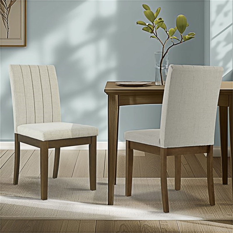 Chaise de salle à manger rembourrée (ensemble de 2), Beige