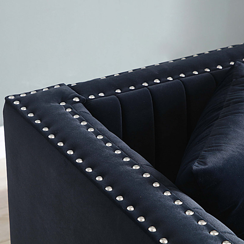 Causeuse moderne en tissu 2 places, Noir