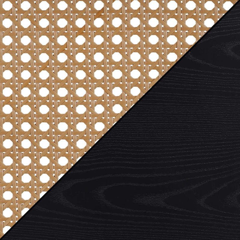 Table de bout avec tablette Siems, Noir / beige orge