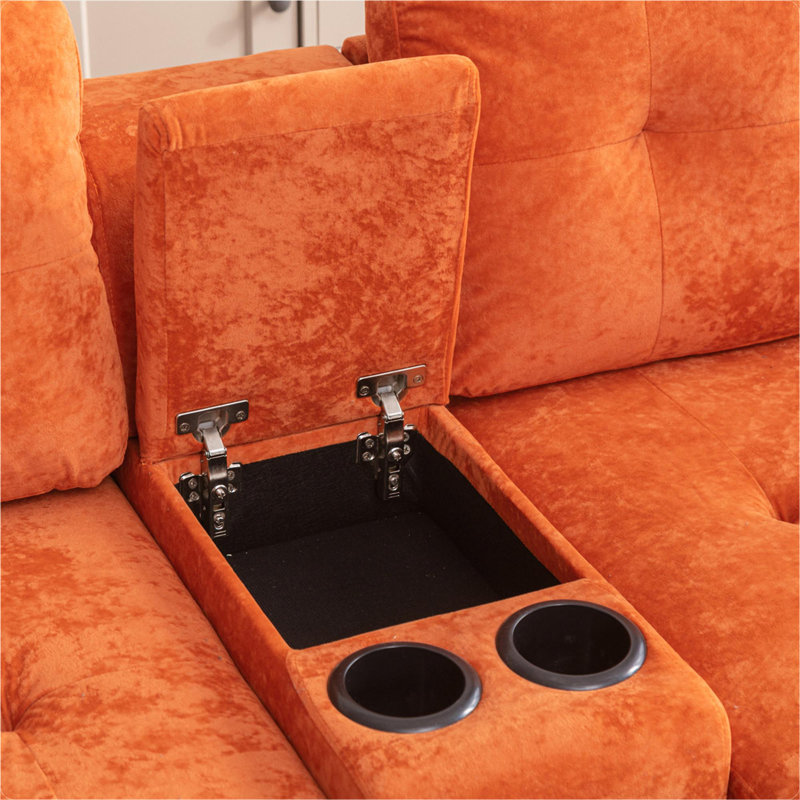 Canapé et méridienne modulaires faisant face à la droite de 88,98 po Orofino, Mélange de polyester orange