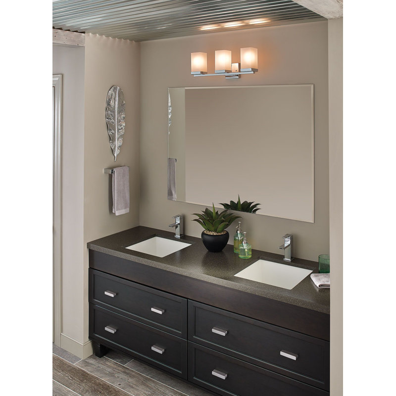 90 Degree Modern Dimmable 3-Light Wall Mounted Bathroom Vanity Lighting Fixture, Chrome, 3