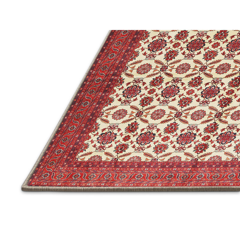 Tapis en laine rouge / beige, Rectangle 8 pi x 12 pi
