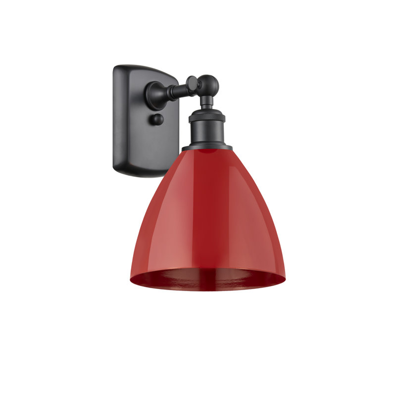 Applique murale en acier 1 lumière, Rouge, Noir mat