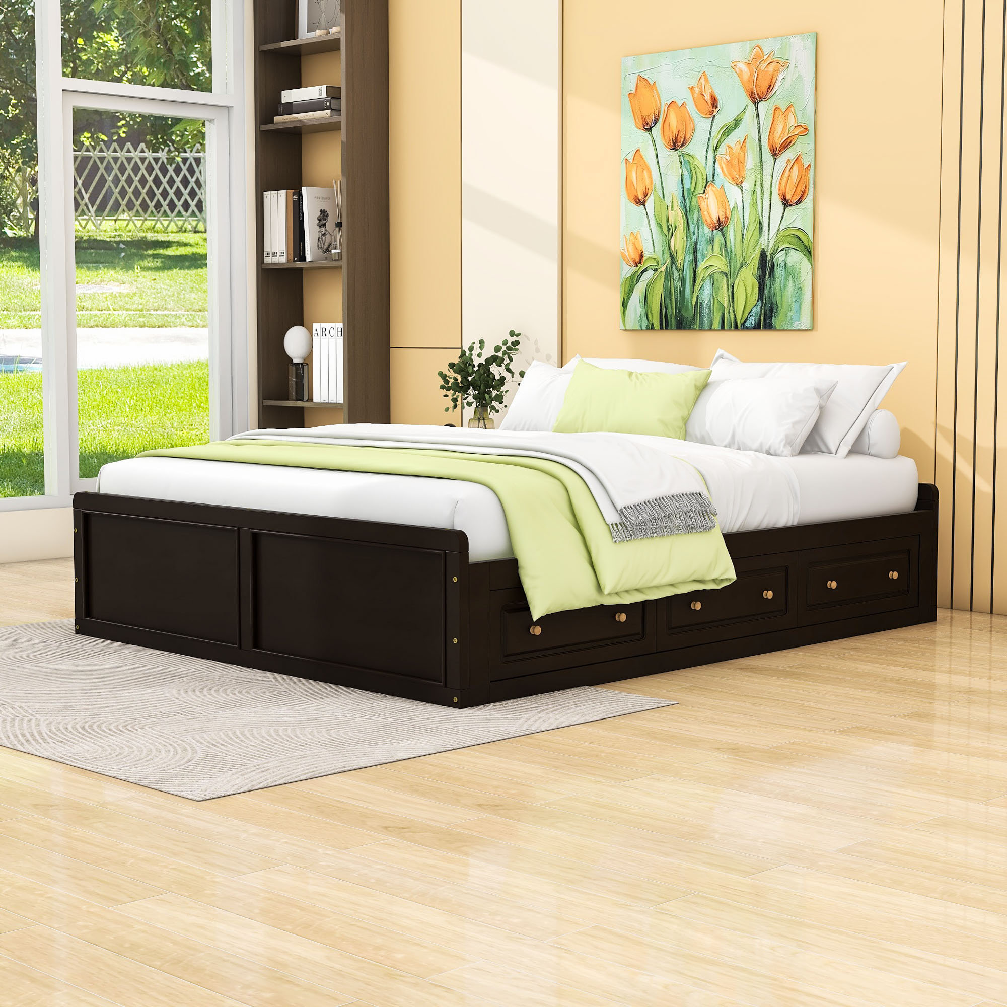Lark Manor Queen Platform Bed with Storage Drawers - Wayfair Canada