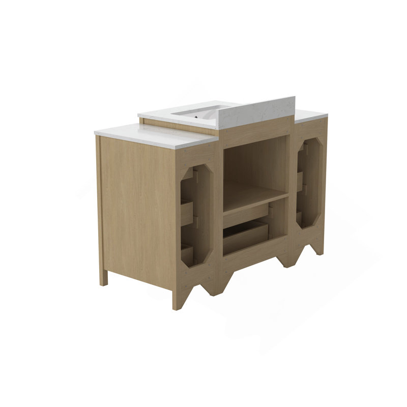 Armoire de meuble-lavabo à simple cuve l 48 po x P 22 po x H 34 po avec comptoir blanc, 48" W